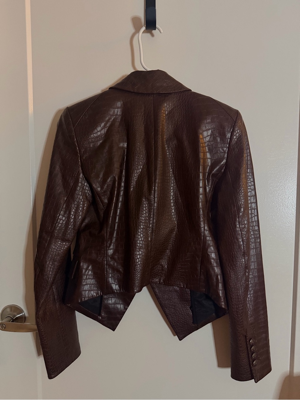 Veronica Beard Lawrence Brown Croc Embossed Dickey Blazer - Picture 4 of 5
